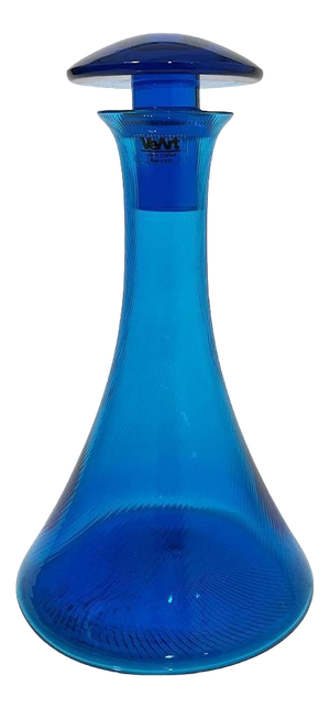 Italian Blue Glass Decanter from VeArt Vetreria, 1980s