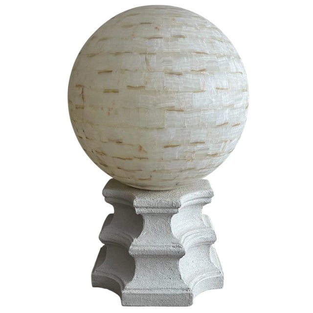 American Oversized Pair of Onyx Floor Lamps With Sculptural Base. u.s.a. 1980's For Sale - Image 3 of 6