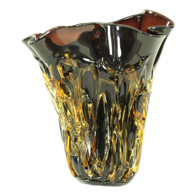 Large Murano Glass Vase by Enrico Cammozzo, 1990s For Sale