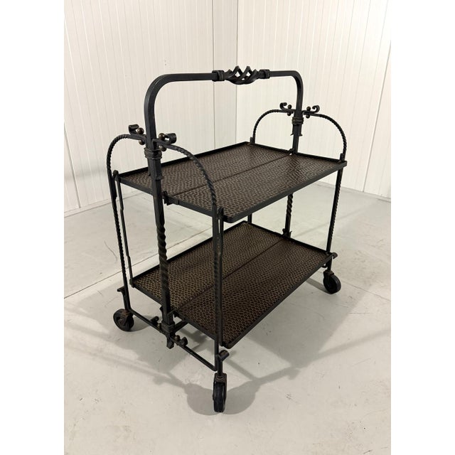 Brutalist Wrought Iron Folding Serving Trolley, 1950s For Sale - Image 15 of 15