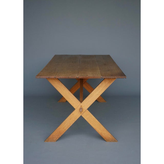 Rustic Farmhouse Dining Table in Cherry and Oak, 1940s For Sale - Image 4 of 17