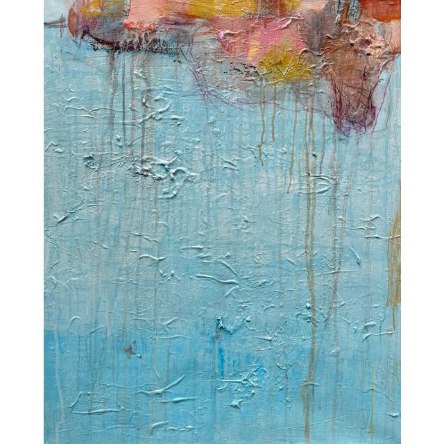 Layered acrylic paint with pastels and charcoal details, finished with glossy polyurethane varnish, signed on back by artist.