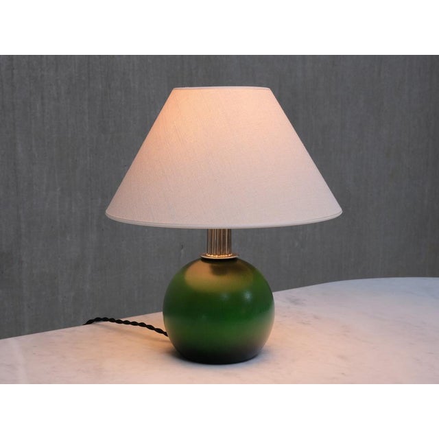 Table Lamp in Green Lacquered Wood and Nickel from Olof Heijke, Sweden, 1930s For Sale - Image 6 of 11
