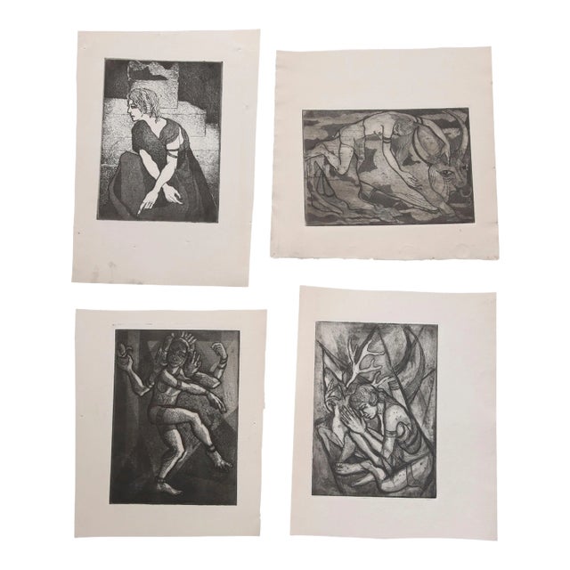 Mid 20th Century Expressionist Figurative Lithographs by James Joseph Kearns - Set of 4 For Sale