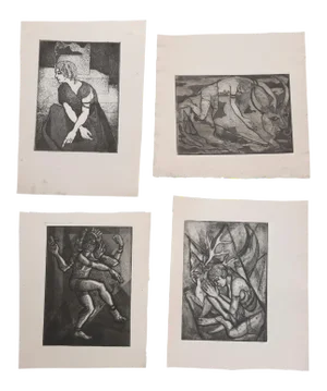 Mid 20th Century Expressionist Figurative Lithographs by James Joseph Kearns - Set of 4