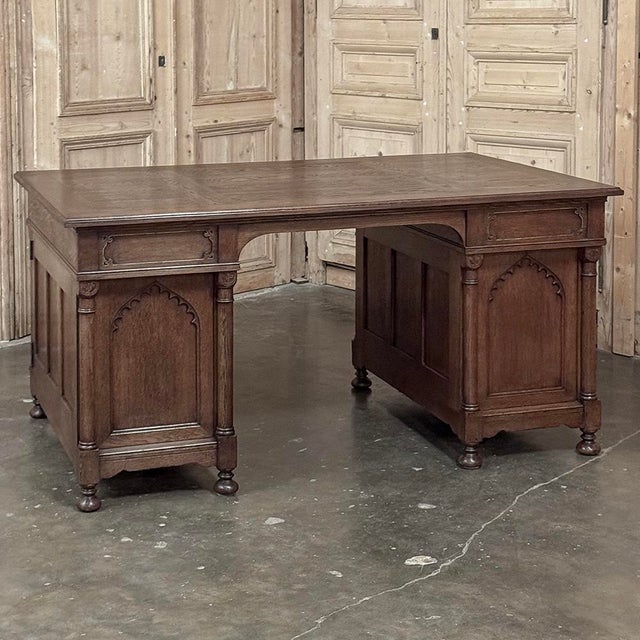 Mid-Century Neogothic Executive Desk by Jansen & Sons of Amsterdam For Sale - Image 12 of 18