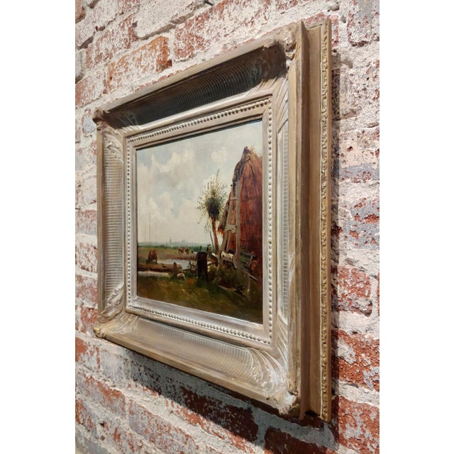 19th Century Dutch Farm Landscape - Oil Painting For Sale In Los Angeles - Image 6 of 9