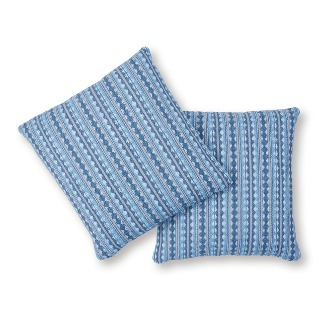 Schumacher Schumacher Tarnby Stripe Pillow in Sky For Sale - Image 4 of 6