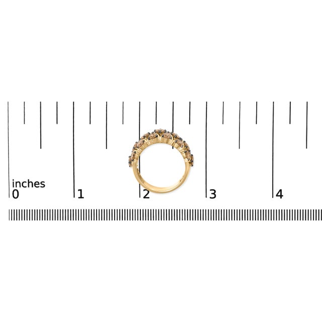 10K Yellow Gold Plated .925 Sterling Silver 3.0 Cttw Champagne Diamond Multi Lattice Band Ring - Size 7 For Sale In New York - Image 6 of 6