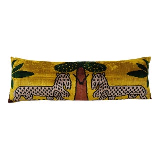 Tiger Silk Ikat Velvet Bedding Pillow Cover 16'' X 44'' For Sale
