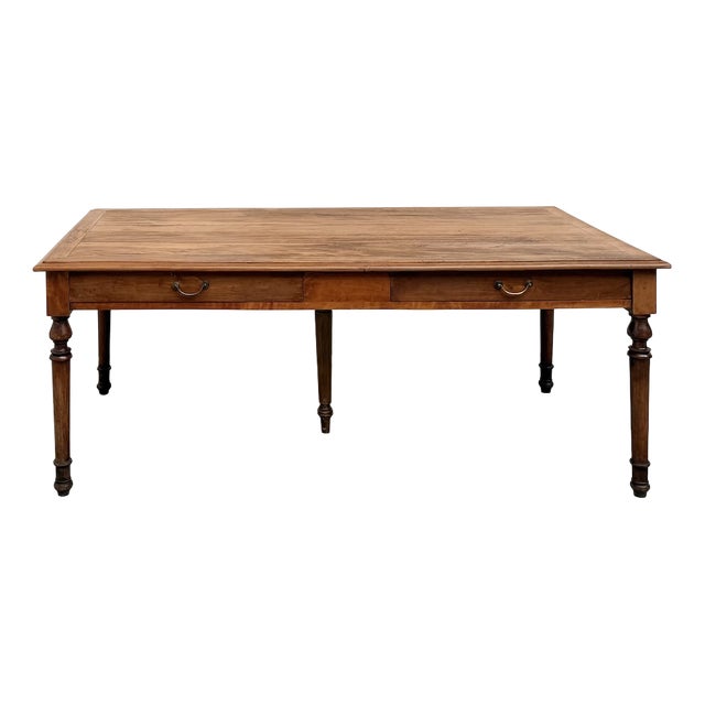 Farmhouse Table with Five Beech Legs and Four Drawers, 1950s For Sale