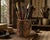 Contemporary Antique Whole Root Solid Wood Brush Pot Vase Jar 15.75 Lb For Sale - Image 3 of 17
