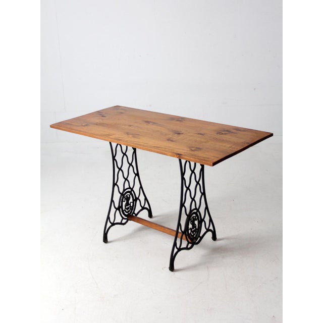 Antique Singer Iron Base Table With Wood Top For Sale - Image 12 of 15