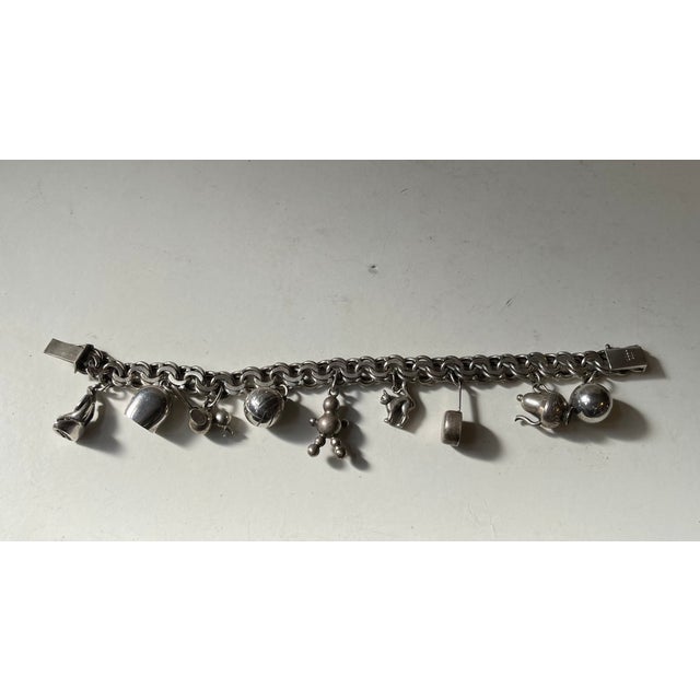 Mid-Century Danish Silver Charm Bracelet with 10 Charms, 1950s For Sale - Image 9 of 9