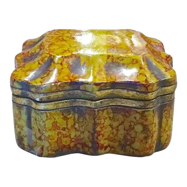 Vintage Italian Borghese Marbelized Ceramic Box For Sale