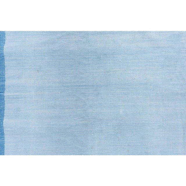 Textile Doris Leslie Blau Vintage Indian Dhurrie Blue With Blue Flatweave Cotton Rug For Sale - Image 7 of 8
