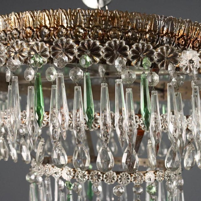 Empire Italian Chandelier in Glass and Gilt Iron For Sale - Image 5 of 9