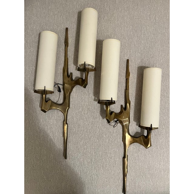 Maison Arlus Pair of Bronze Sconces by Maison Arlus, France, 1960s For Sale - Image 4 of 4
