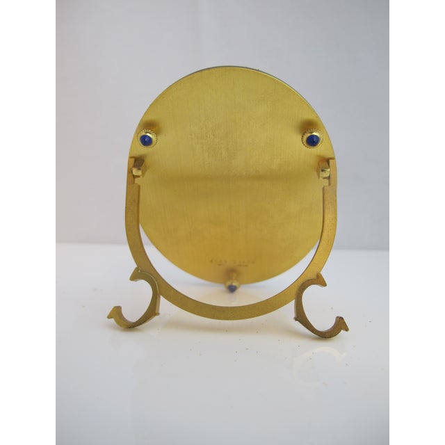 Paint Cartier Paris Gold Gilt Plated Lapis Blue Enamel Oval Photo Picture Desk Frame For Sale - Image 7 of 12