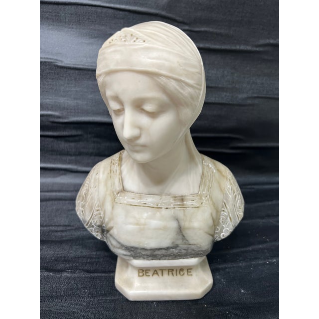 Early 20 th century Carved Stone Alabaster Bust of Beatrice Signed Prof. G. Besji Made in Italy Carved Stone Alabaster...