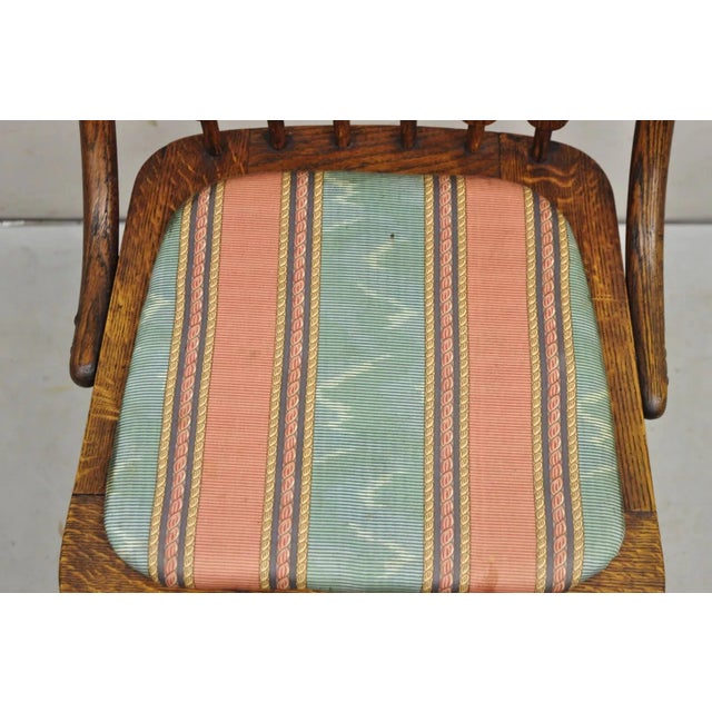 Wood Early 20th Century Antique Mission Arts & Crafts Oak Bentwood Slat Back Dining Side Chair For Sale - Image 7 of 11