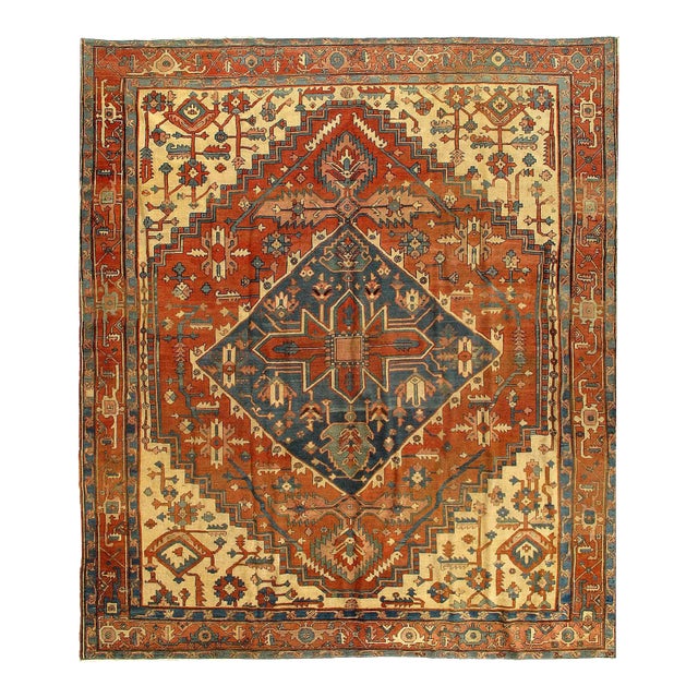 Pasargad DC Rust Color Antique Serapi Rug For Sale