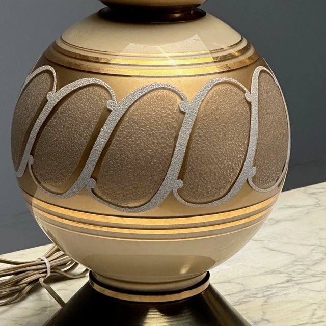 Italian Mid-Century Modern, Large Table Lamps, Gold Glass, Brass, Italy, 1960s For Sale - Image 10 of 11