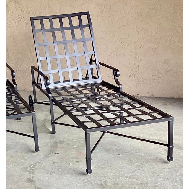 A fine, fully restored and powder coated Matte black, pair of Richard Frinier designed for Brown Jordan outdoor chaise...