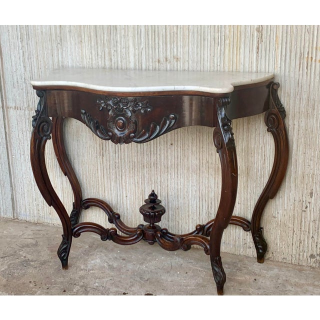 Mid 19th Century 19th French Regency Carved Walnut Console Table With Drawer For Sale - Image 5 of 13