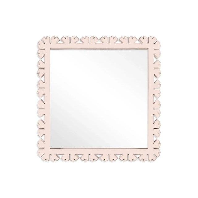 Contemporary Fleur Home Audubon Bamboo Sticks Square Mirror in Pink Ground, 31.5x31.5 For Sale - Image 3 of 3