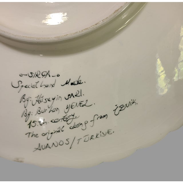 Ceramic Vintage Large Hand Painted Wall Platter Tray Ceramic Avanos/Türkiye Artist Signed For Sale - Image 7 of 10