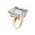Stylish vintage aquamarine cocktail ring (circa 1940s to 1950s) crafted in 14k yellow gold. Emerald cut aquamarine...