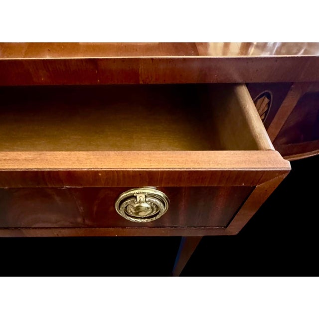 Late 20th Century Hekman Furniture Federal Hepplewhite-Style Demilune Console Table For Sale - Image 10 of 12