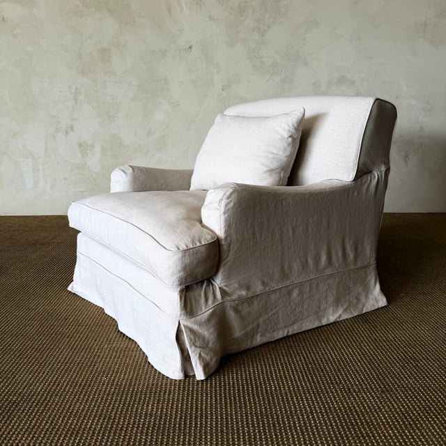 Bruce Chair - Belgian Inspired Roll Slip Covered in 100% Linen For Sale - Image 9 of 15