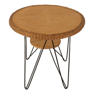 Rattan Side Table by Urotan, 1950s For Sale