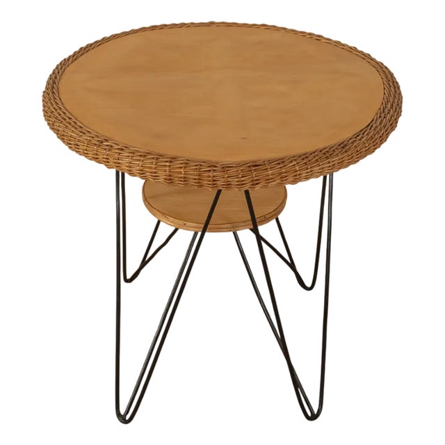 Rattan Side Table by Urotan, 1950s For Sale