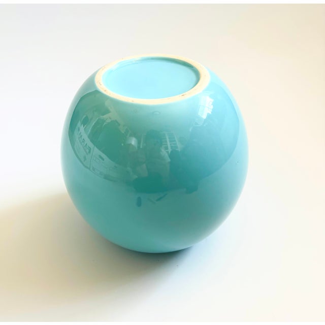 Ceramic Postmodern Ceramic Blue Orb Vase For Sale - Image 7 of 7