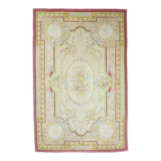 Fine Vintage French Savornery Rug 5'10" X 9’0" For Sale