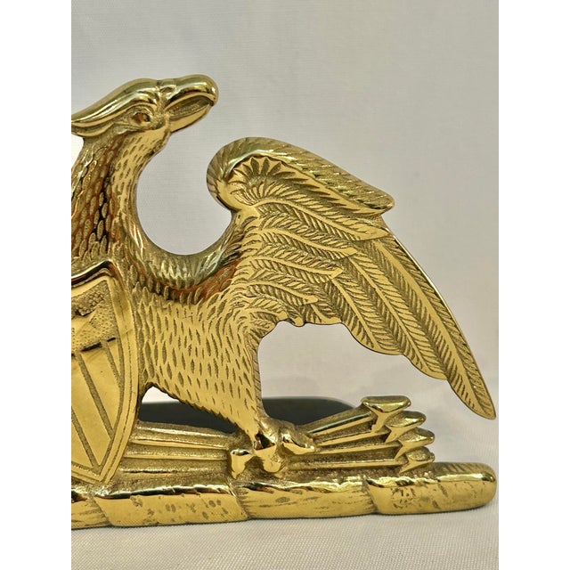 Metal Vintage Virginia Metalcrafters Federal Eagle Solid Brass Bookends – A Pair For Sale - Image 7 of 12
