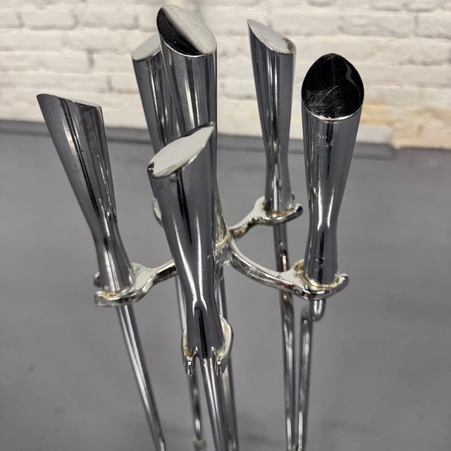 MCM Chrome Fireplace Tool Set For Sale - Image 4 of 12