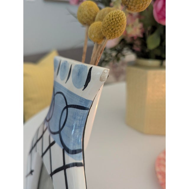 Vintage Pop Art Blue and White Grecian Vase Ceramic Picture Frame For Sale - Image 9 of 11