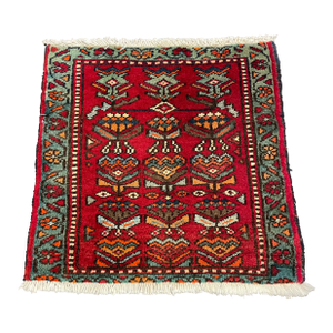 1990s Handwoven Persian Hamedan Area Rug 1'8" X 1'8"