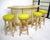 A unique sculptural curved bamboo Tiki bar with woven front and side panels with a lower foot rail having brass details....
