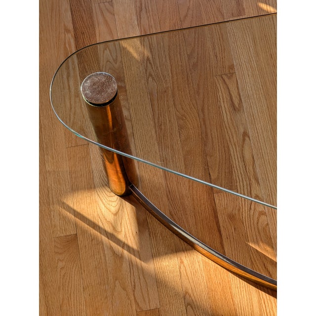 1970s 1970s Leon Rosen for Pace Collection: Brass & Glass Two-Tier Coffee Table For Sale - Image 5 of 6