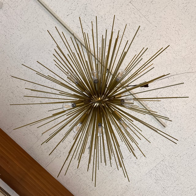 Metal Mid Century Style Sea Urchin Pendant For Sale - Image 7 of 12