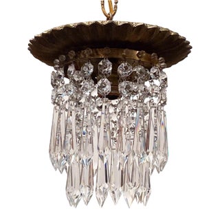 1960s Italian Brass Upside Down Layered Cake Chandelier For Sale