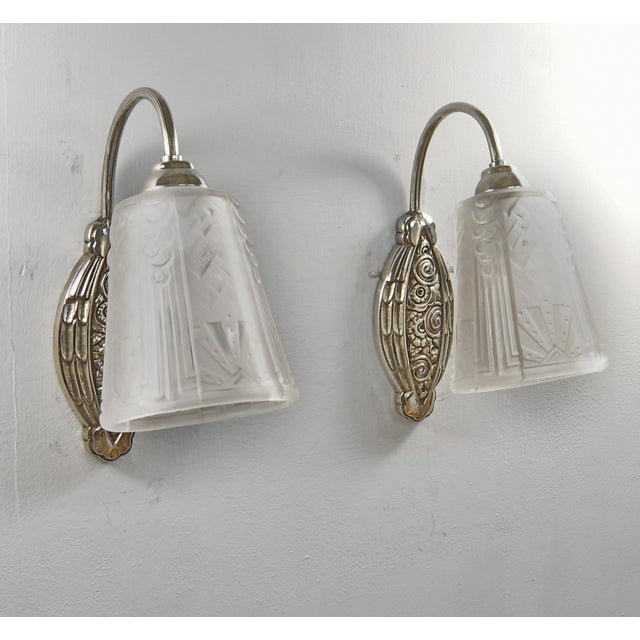 Muller Frères French Art Deco Wall Sconce by Marcel Hudry & Muller Freres 1920s France - A Pair For Sale - Image 4 of 7