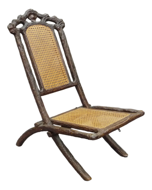 Antique and Hand Carved Folding Chair, 1900s