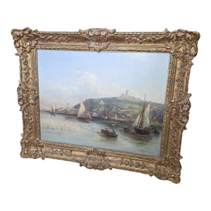 Antique Harbour Painting by Crouse