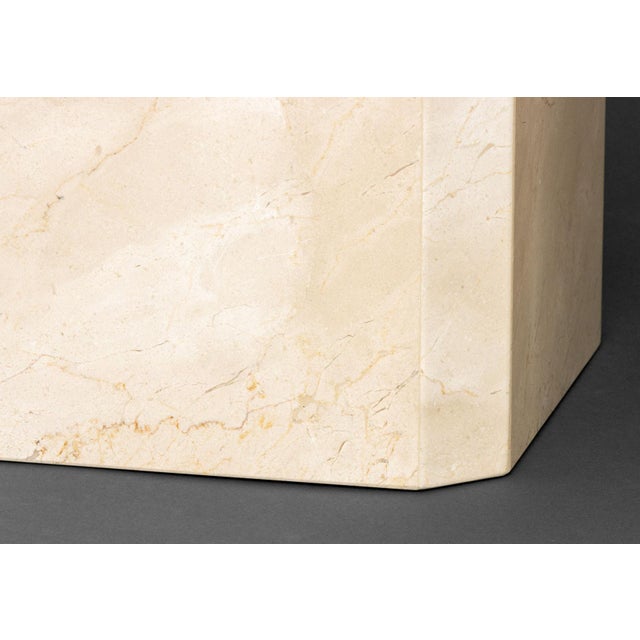 Modern Crema Marfil Marble Side Tables, Pair For Sale - Image 4 of 5